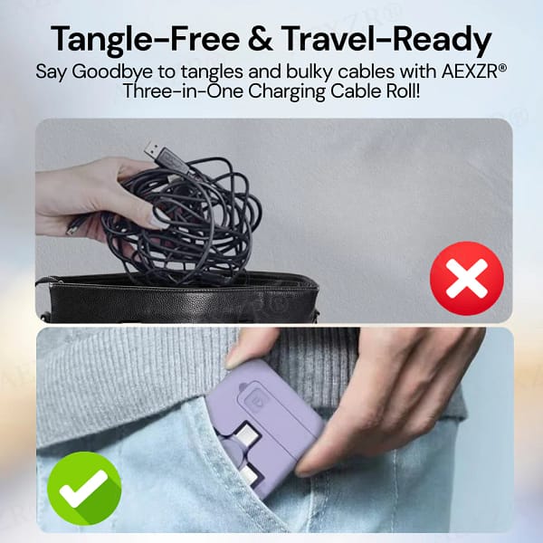 AEXZR® 3-in-1 Charging Cable Roll