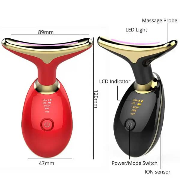 LUNA EMS RED LIGHT THERAPY FACE NECK LIFT WRINKLE REMOVER TIGHTEN MASSAGER
