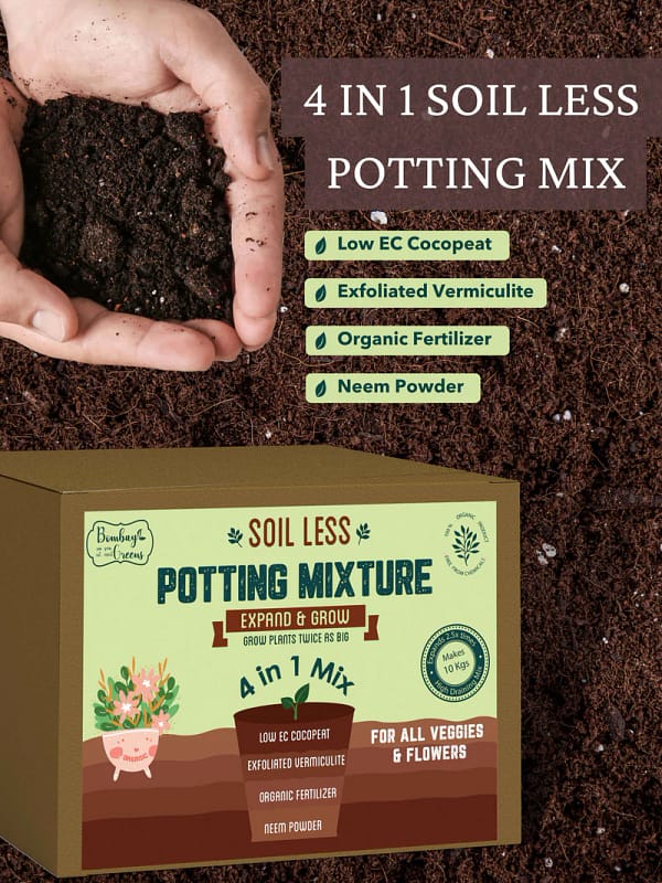 4 in 1 Soil less Potting Mix with Cocopeat, Vermiculite, Neem Powder & Fertilizer