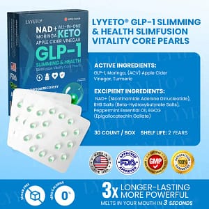 Lyyeto® GLP-1 Slimming & Health SlimFusion Vitality Core Pearls – NAD+ Moringa & ACV