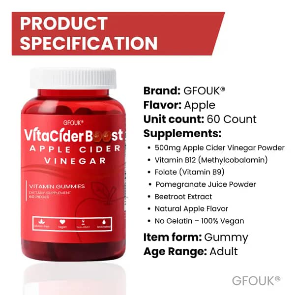 GFOUK® VitaCider Boost Apple Cider Vinegar Vitamin Gummies
